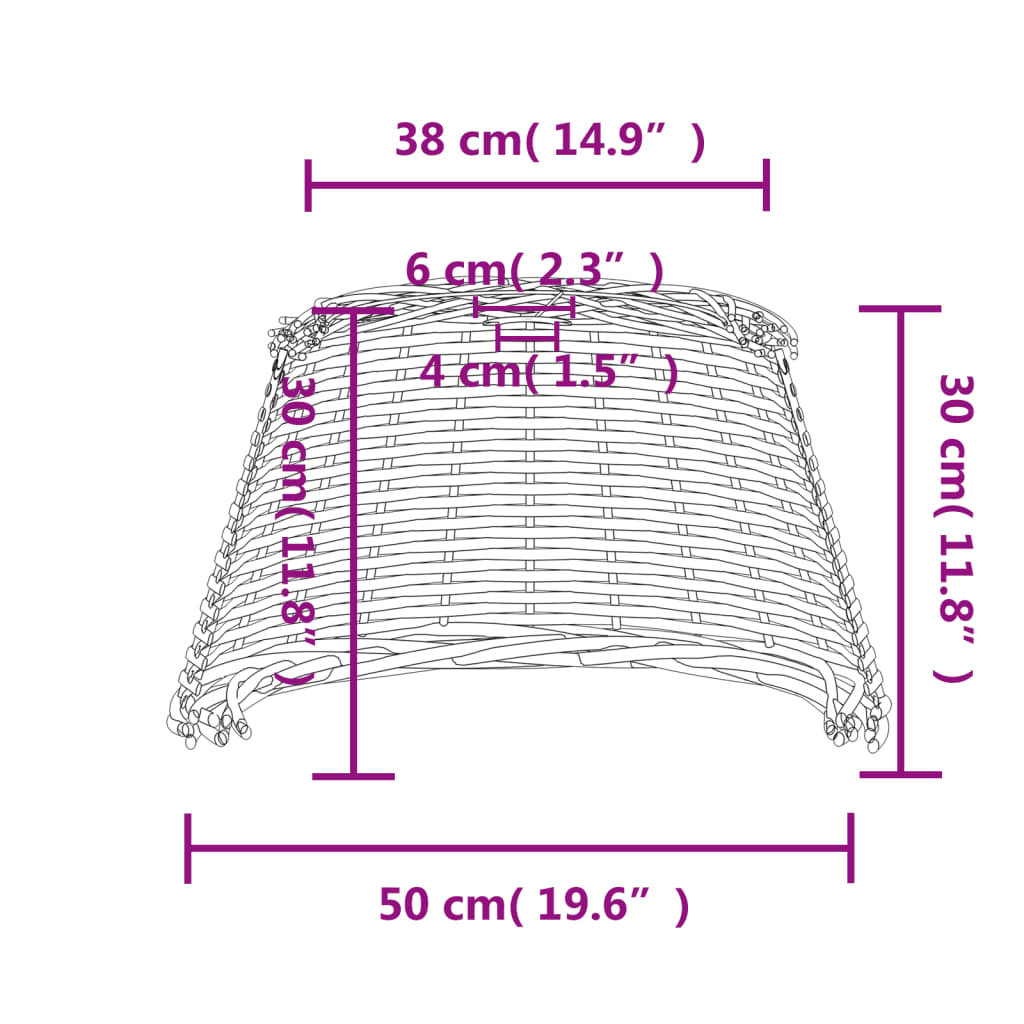 Taklampeskjerm hvit Ø50x30 cm flettet