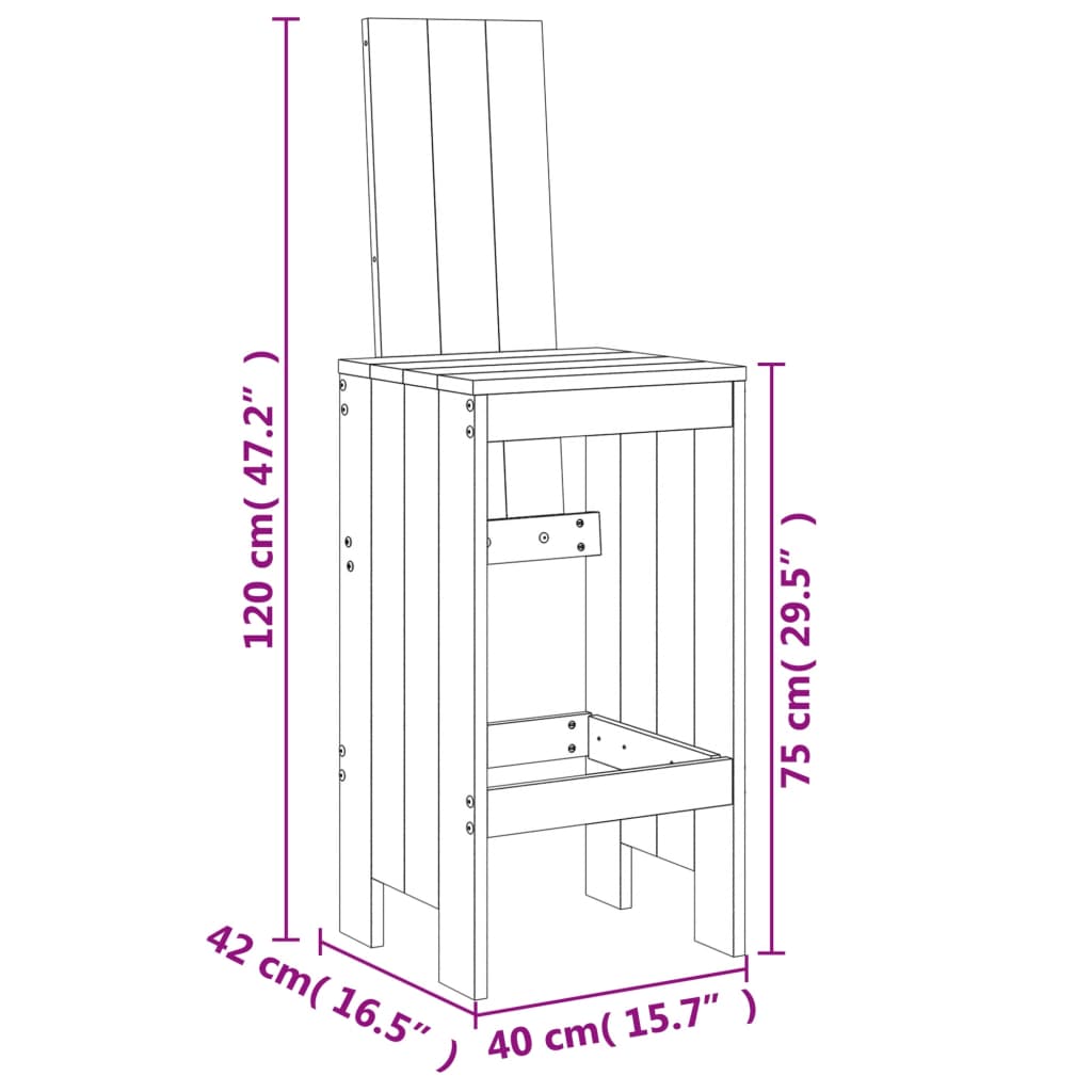 Hagebarsett 3 deler svart heltre furu