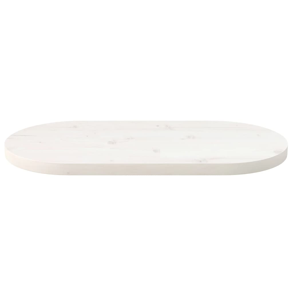 Bordplate hvit 80x40x2,5 cm heltre furu oval