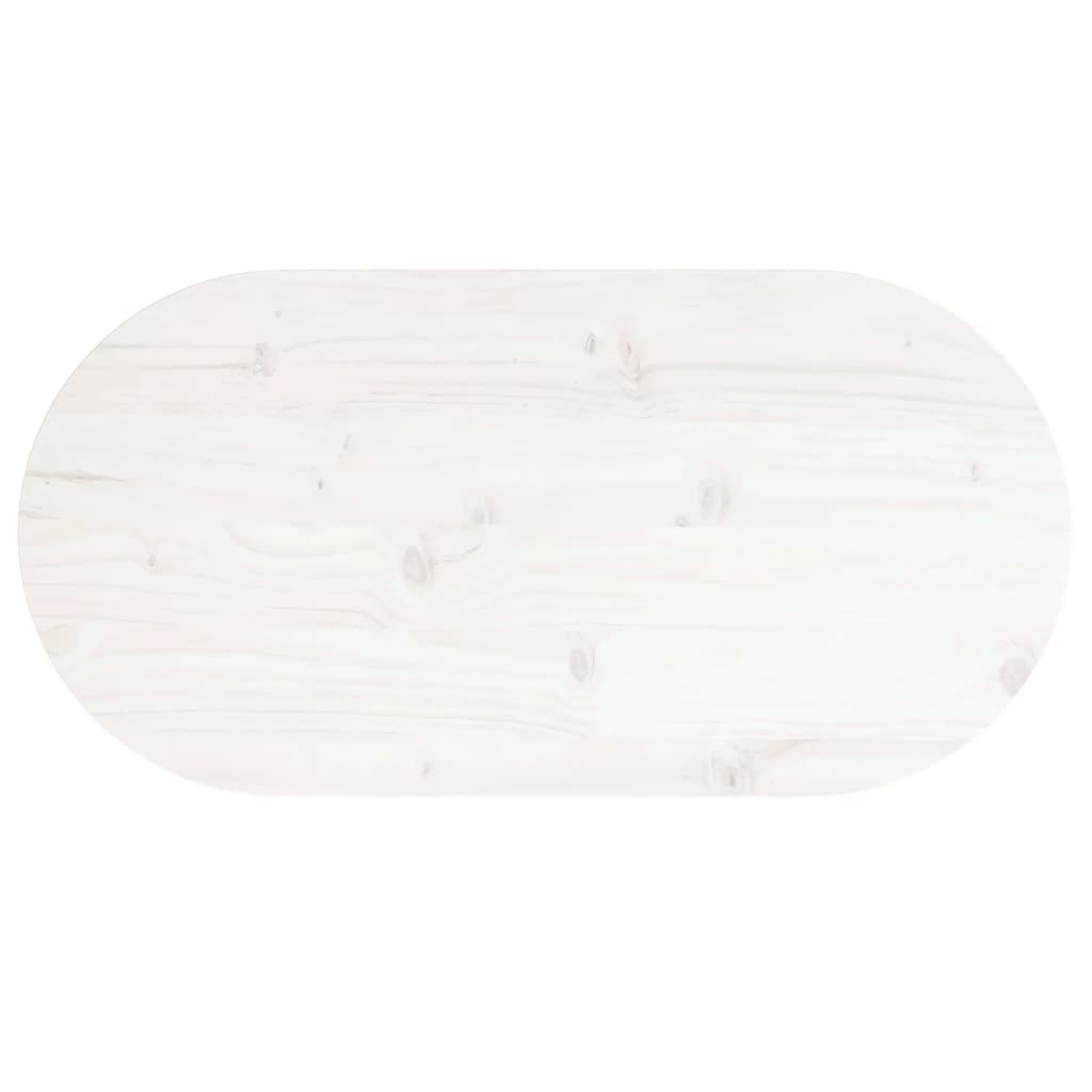 Bordplate hvit 80x40x2,5 cm heltre furu oval