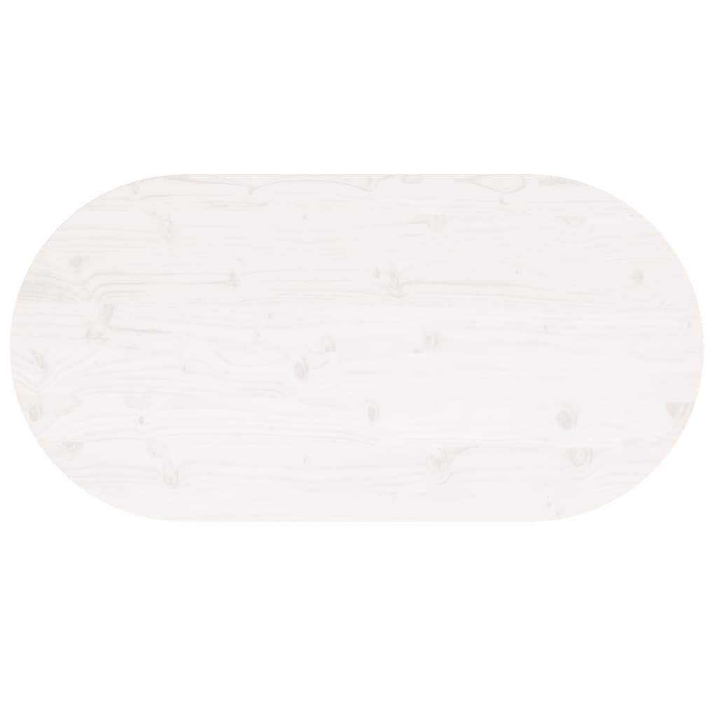 Bordplate hvit 90x45x2,5 cm heltre furu oval