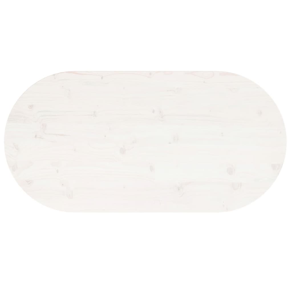 Bordplate hvit 110x55x2,5 cm heltre furu oval
