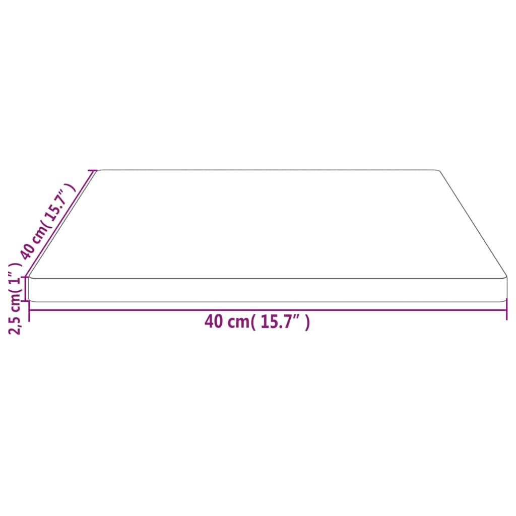 Bordplate hvit 40x40x2,5 cm heltre furu rektangulær