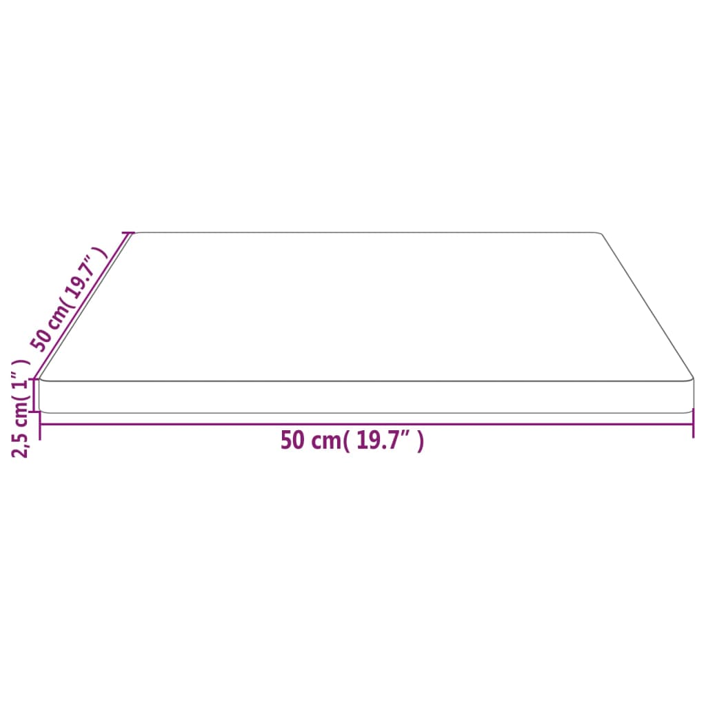 Bordplate hvit 50x50x2,5 cm heltre furu rektangulær