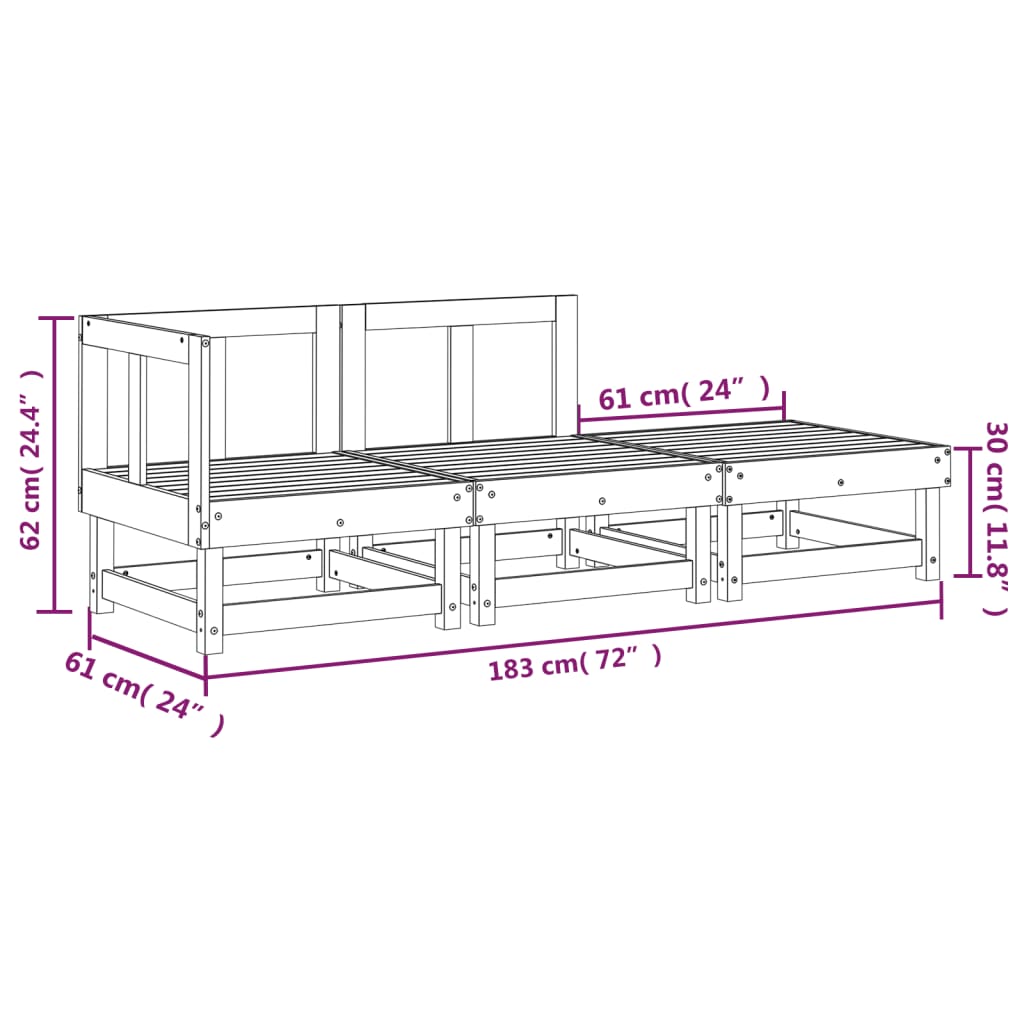 Hagesofagruppe hvit 3 deler heltre furu