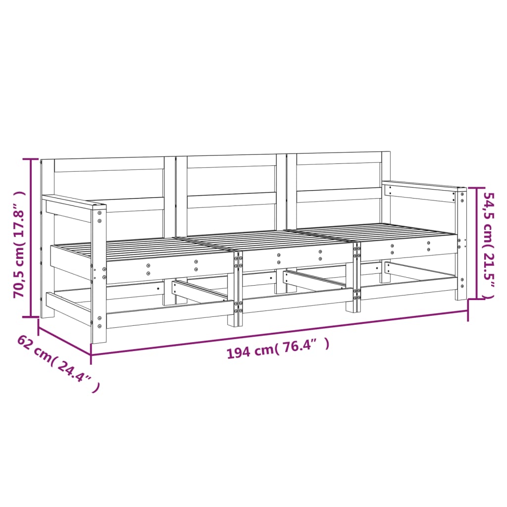 Hagesofagruppe hvit 3 deler heltre furu