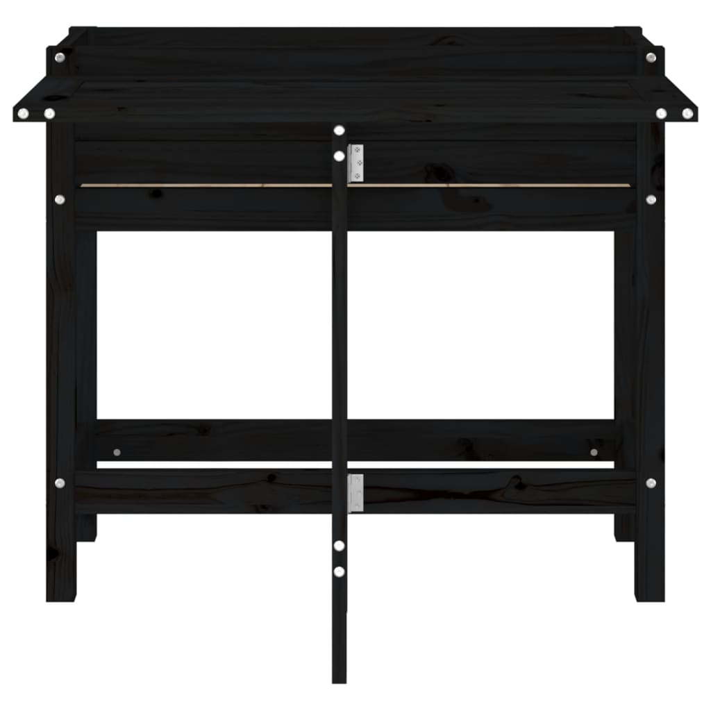 Plantekasse med foldbar bordplate svart heltre furu