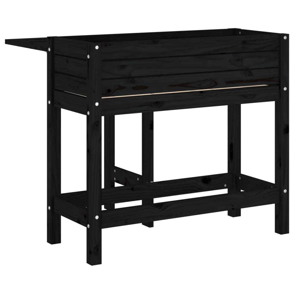 Plantekasse med foldbar bordplate svart heltre furu