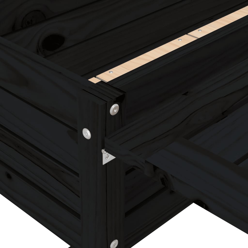 Plantekasse med foldbar bordplate svart heltre furu
