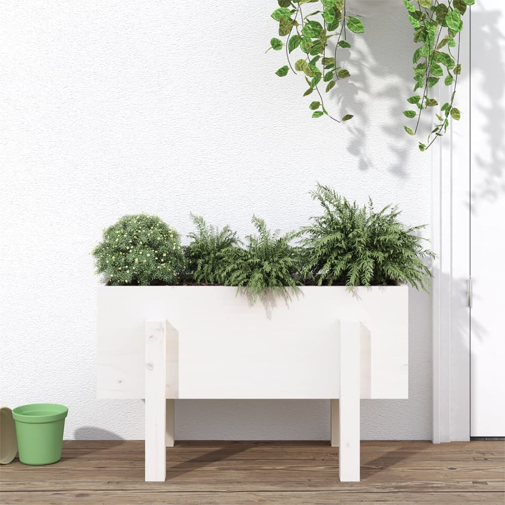 Hageplantekasse hvit 62x30x38 cm heltre furu
