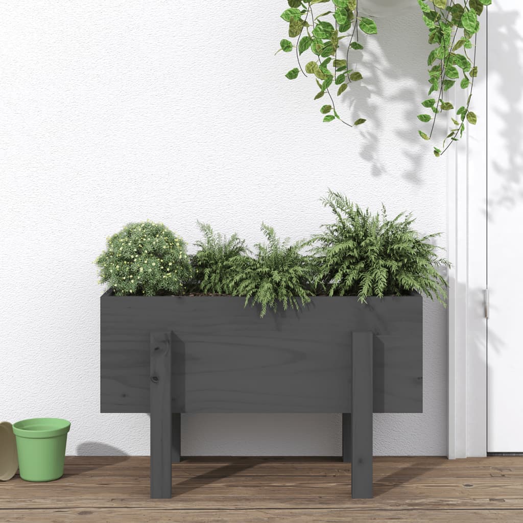 Hageplantekasse grå 62x30x38 cm heltre furu