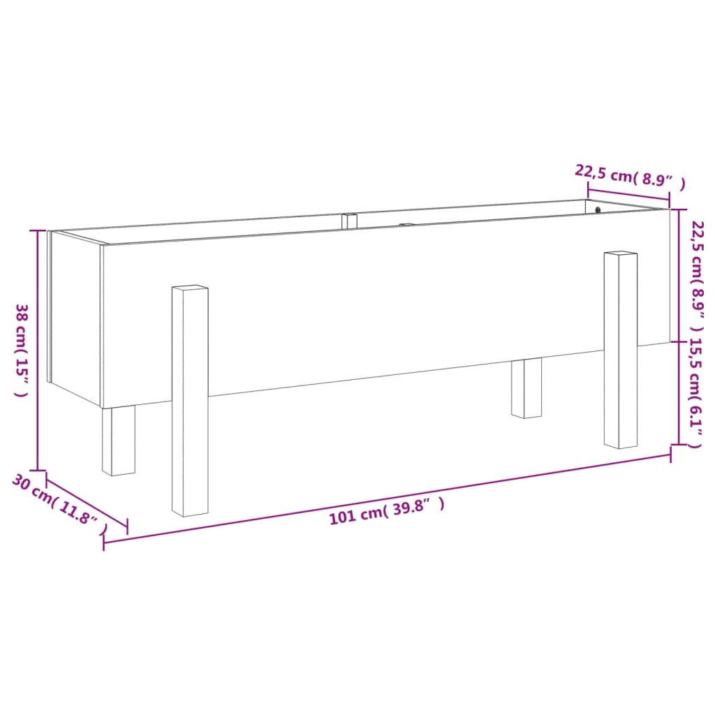 Høybed for hage 101x30x38 cm heltre furu