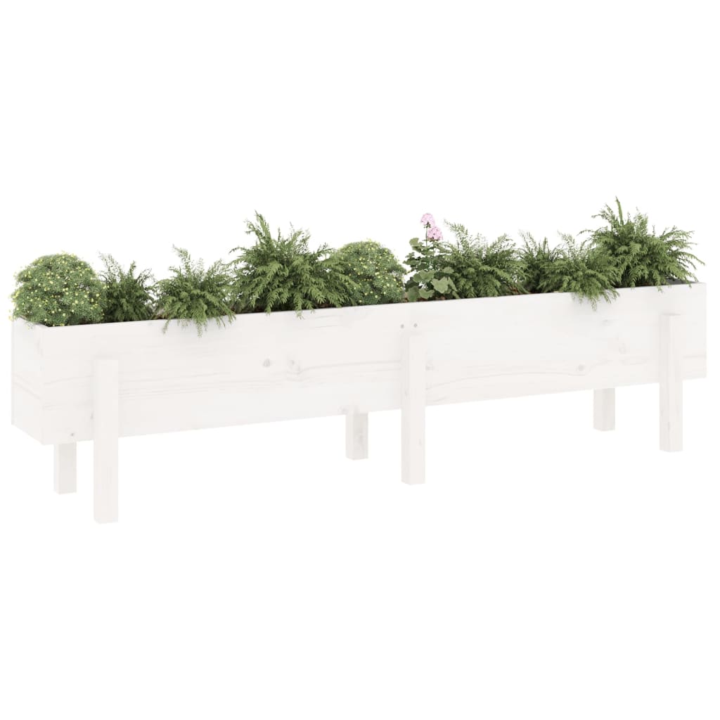 Høybed for hage hvit 160x30x38 cm heltre furu