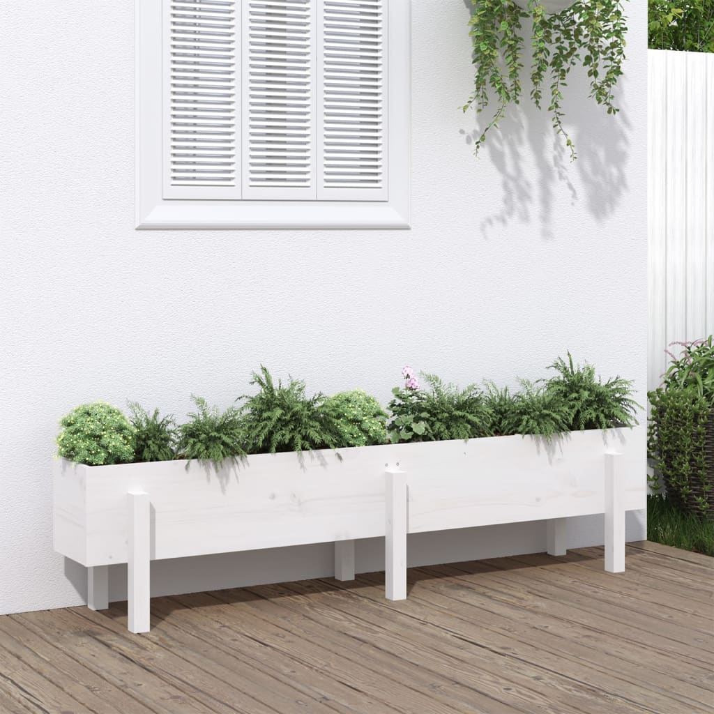 Høybed for hage hvit 160x30x38 cm heltre furu