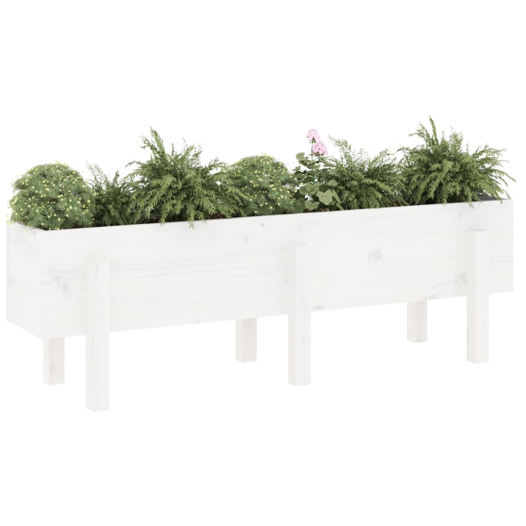 Høybed for hage hvit 121x30x38 cm heltre furu