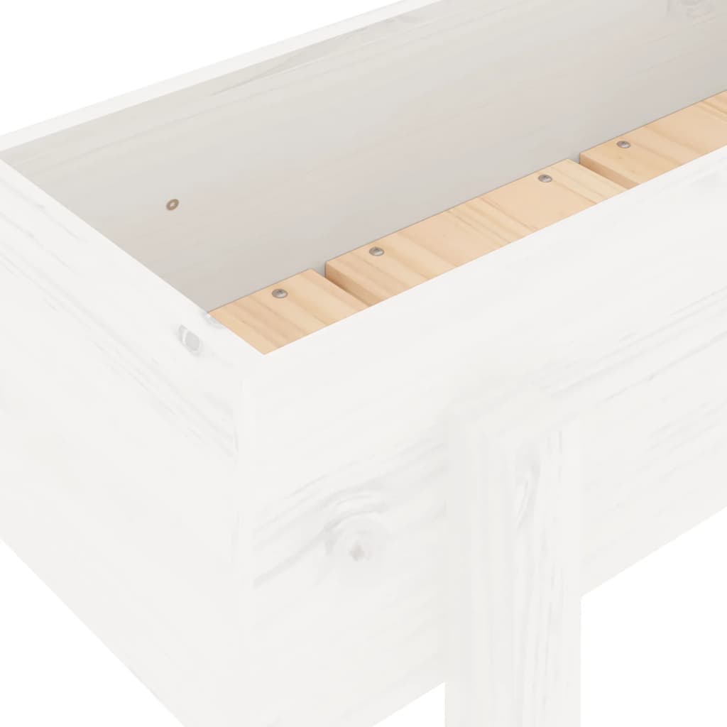 Høybed for hage hvit 121x30x38 cm heltre furu