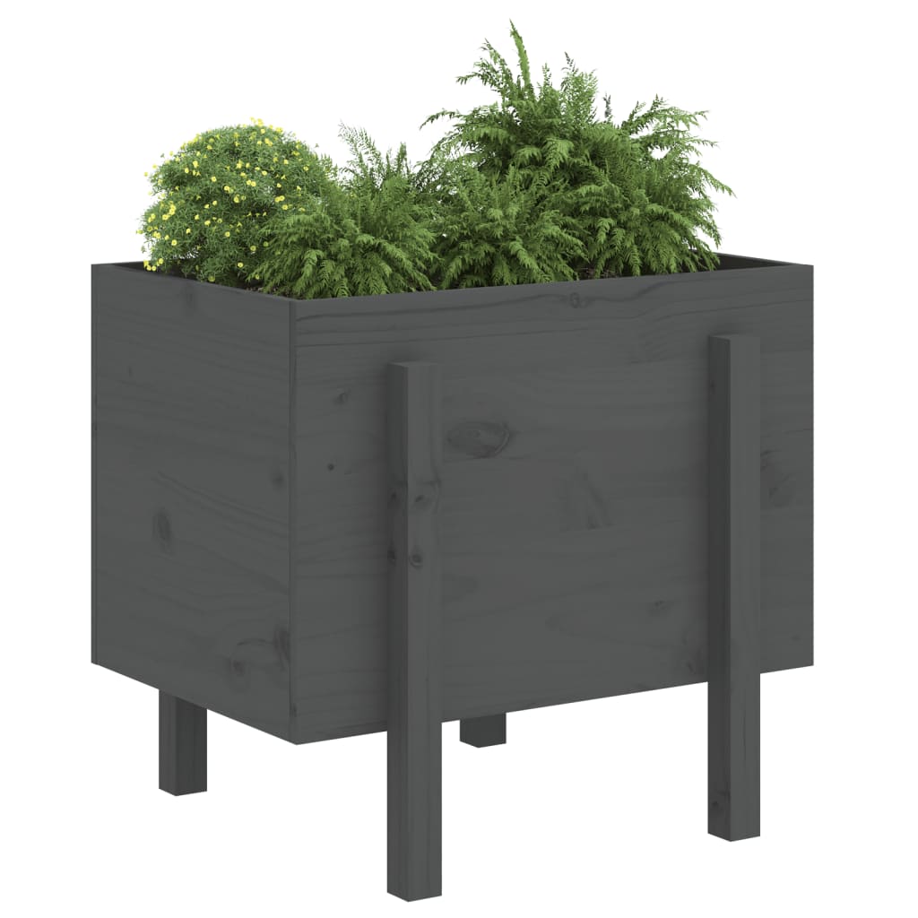 Hageplantekasse grå 62x50x57 cm heltre furu