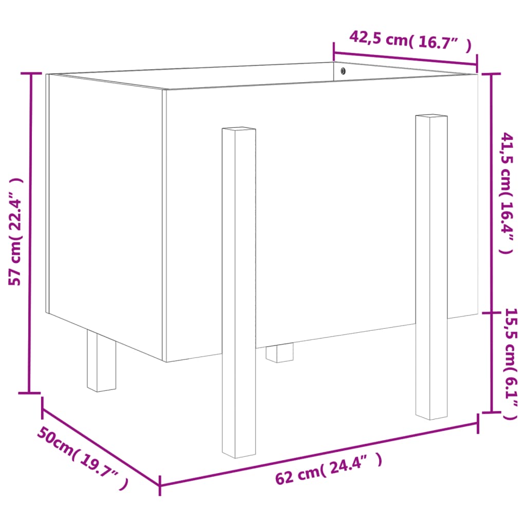 Hageplantekasse grå 62x50x57 cm heltre furu