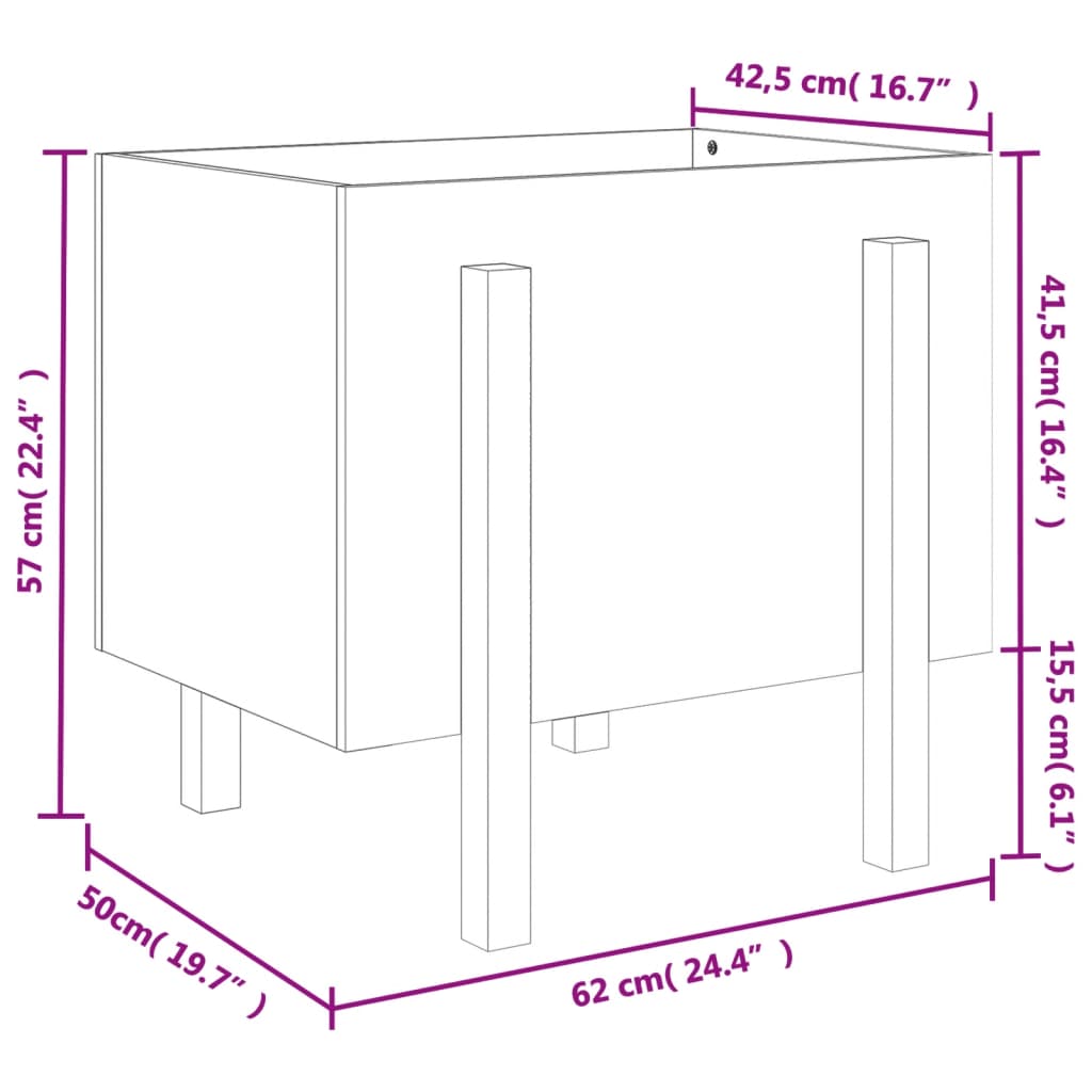 Hageplantekasse svart 62x50x57 cm heltre furu