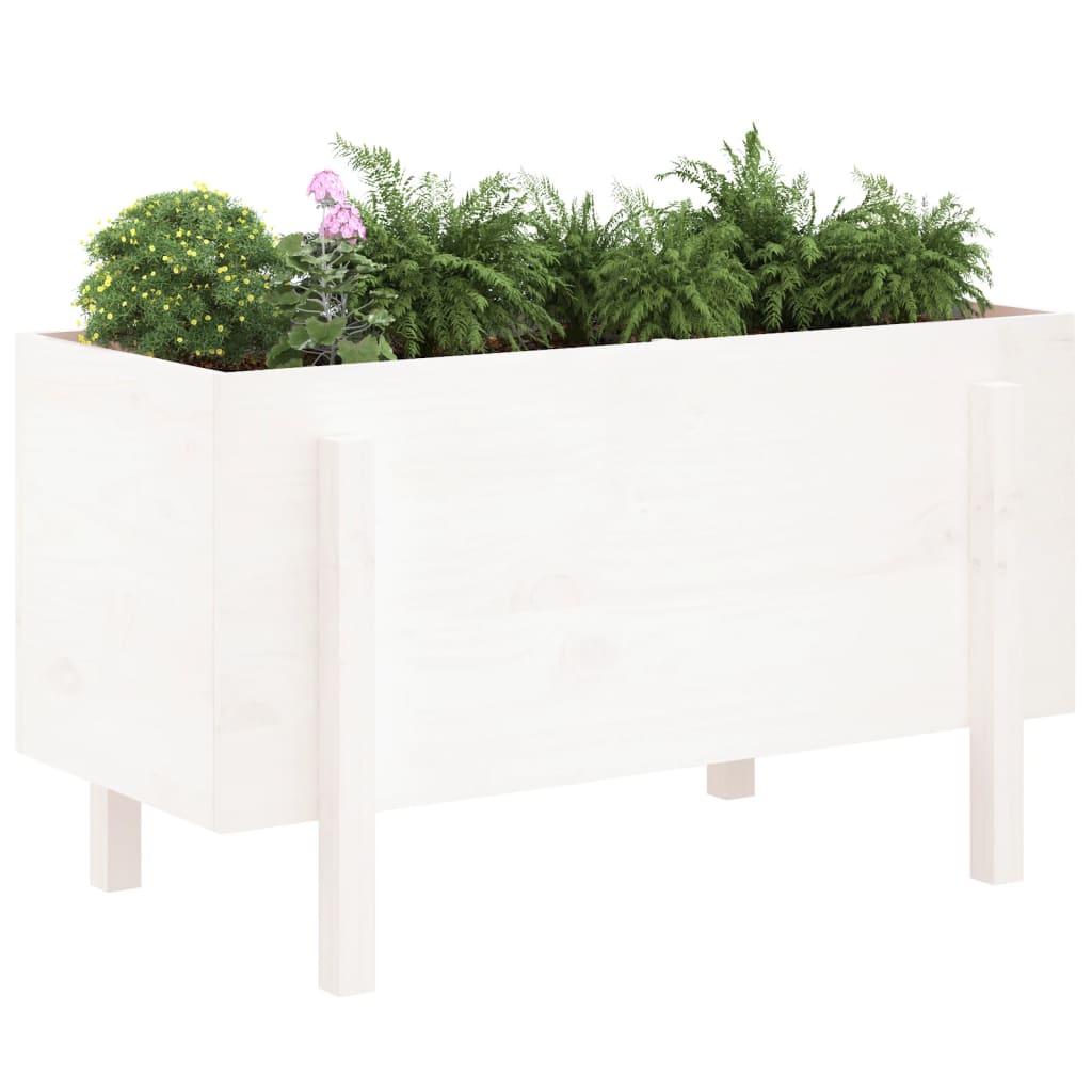 Høybed for hage hvit 101x50x57 cm heltre furu