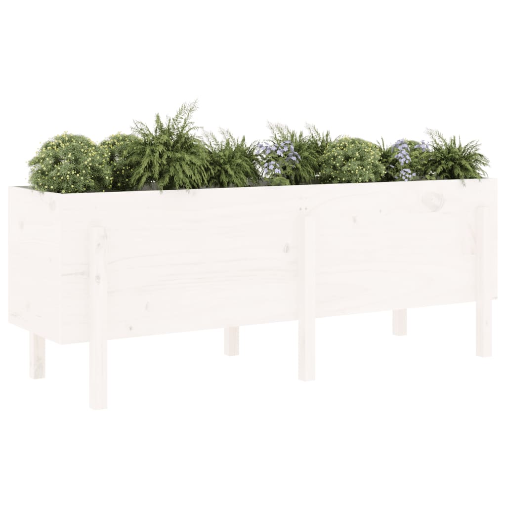 Høybed for hage hvit 160x50x57 cm heltre furu