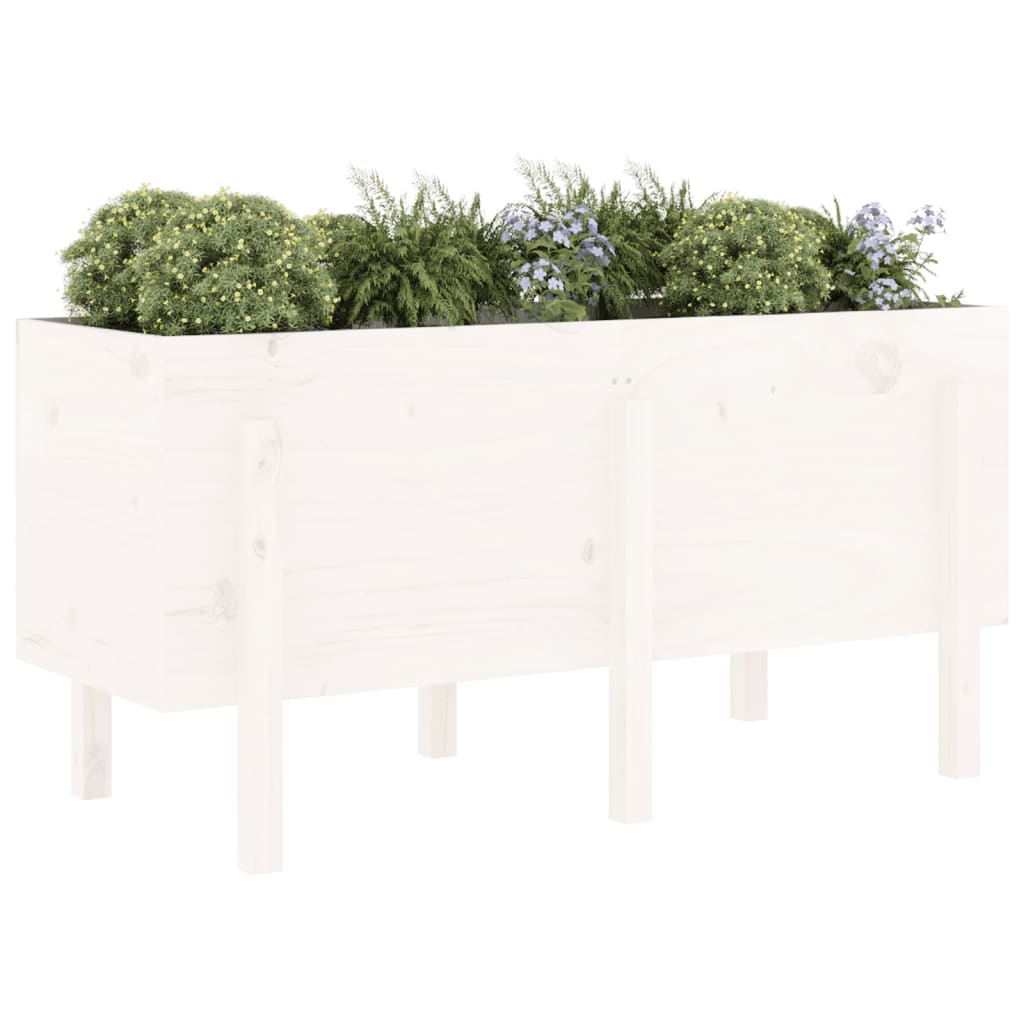 Høybed for hage hvit 121x50x57 cm heltre furu