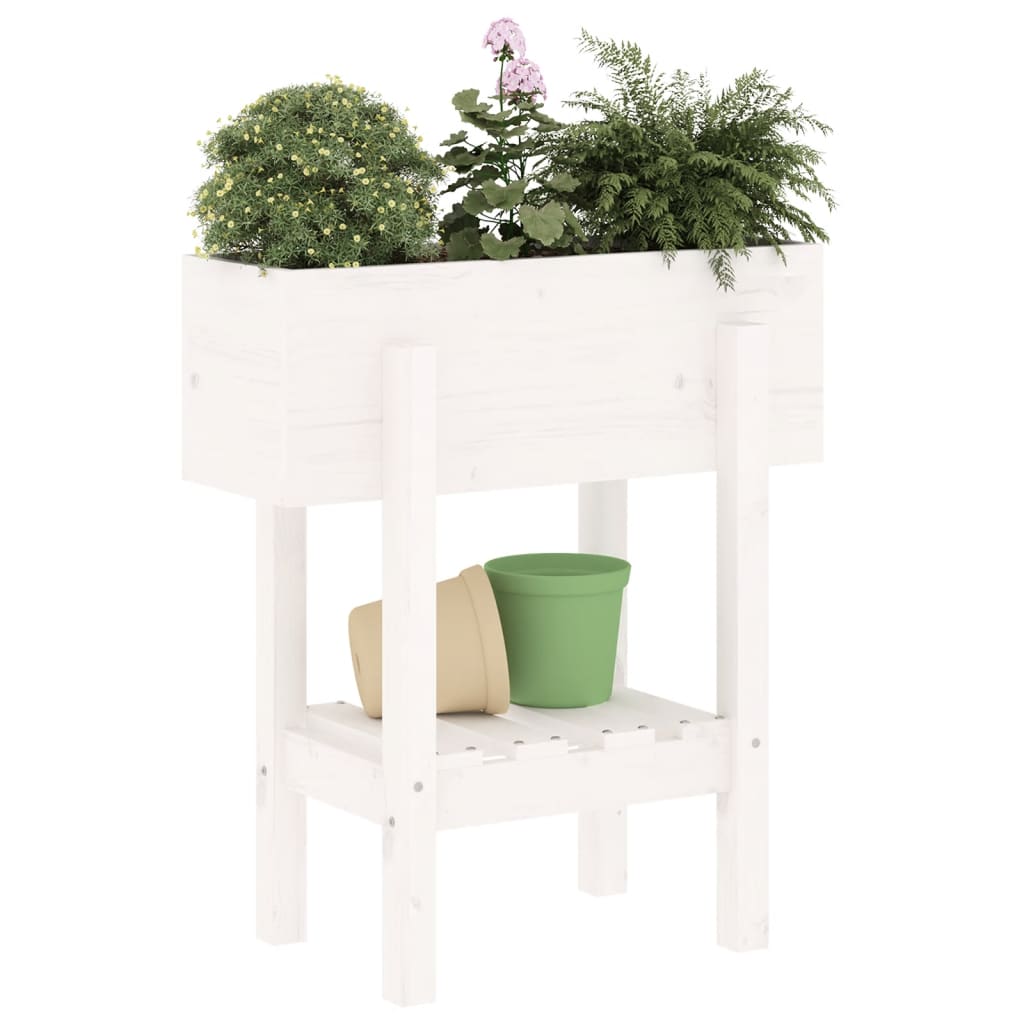 Hageplantekasse hvit 62x30x69 cm heltre furu