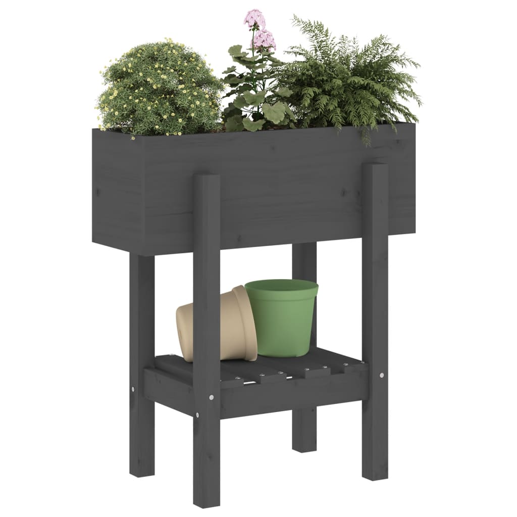 Hageplantekasse grå 62x30x69 cm heltre furu
