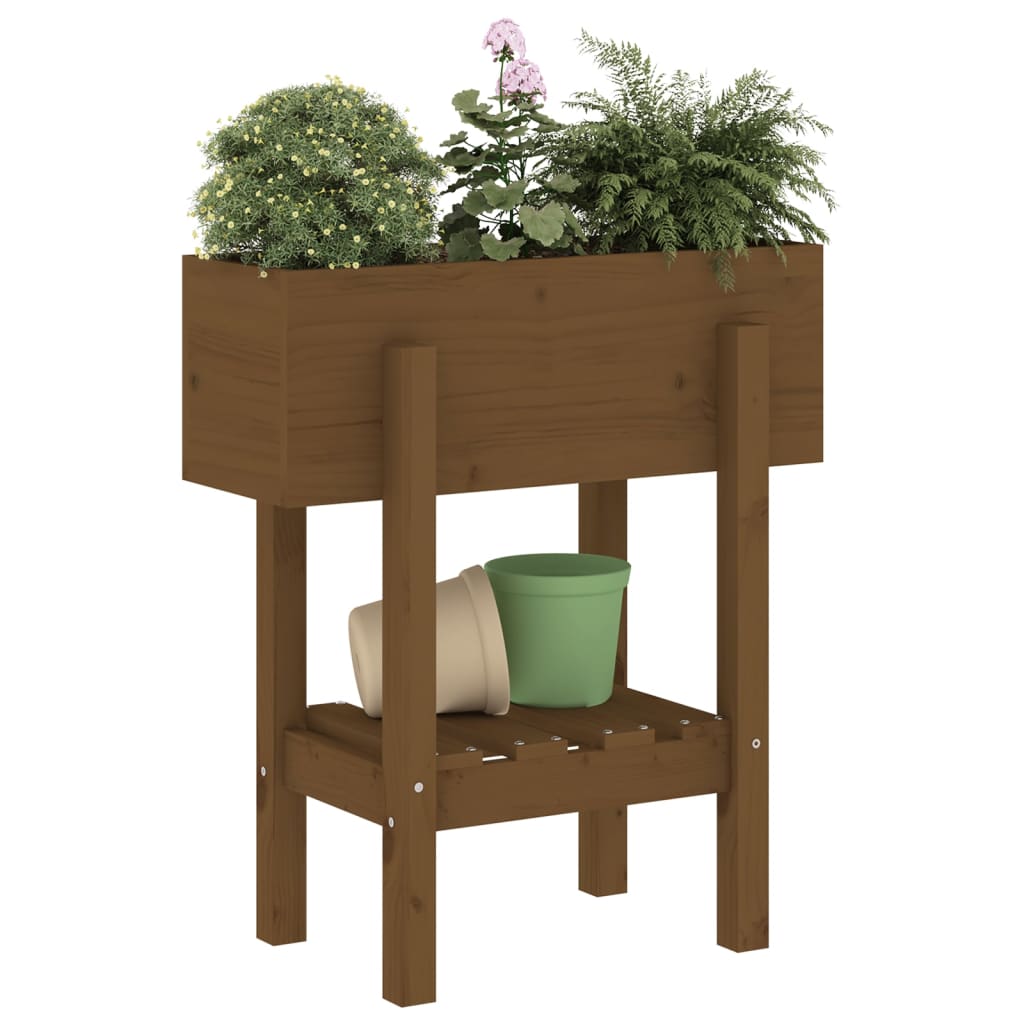 Plantekasse honningbrun 62x30x69 cm heltre furu