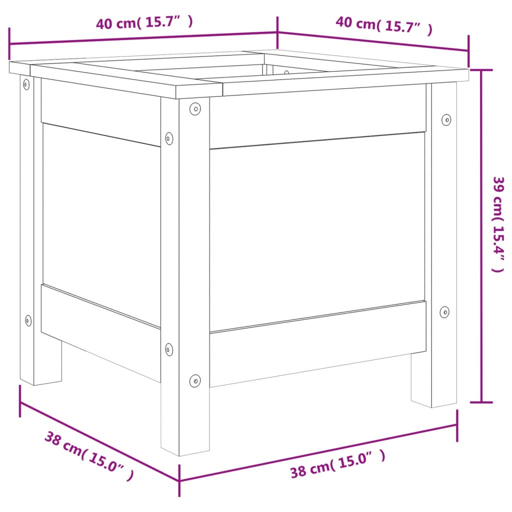 Hageplantekasse hvit 40x40x39 cm heltre furu
