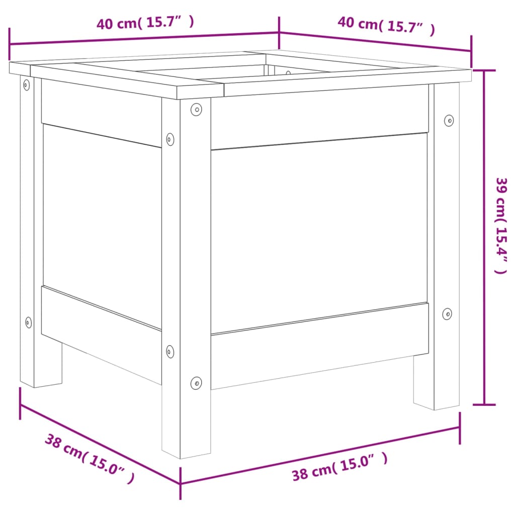 Hageplantekasse svart 40x40x39 cm heltre furu