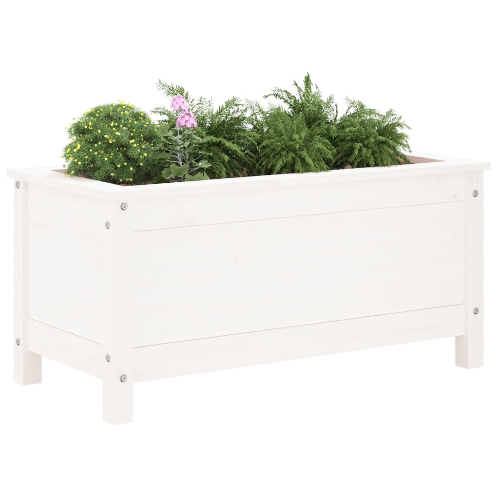 Hageplantekasse hvit 82,5x40x39 cm heltre furu