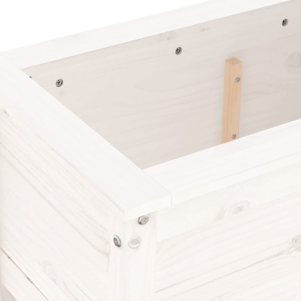 Hageplantekasse hvit 82,5x40x39 cm heltre furu