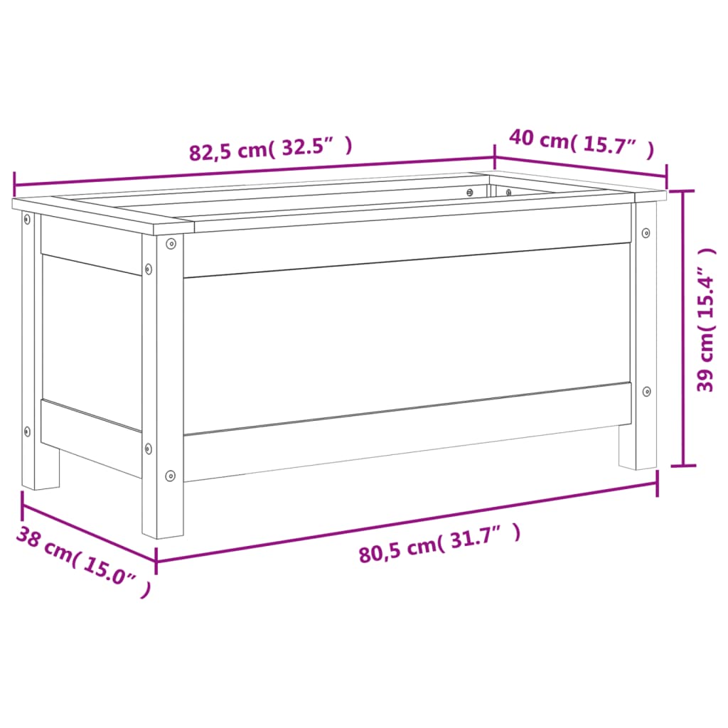 Hageplantekasse hvit 82,5x40x39 cm heltre furu