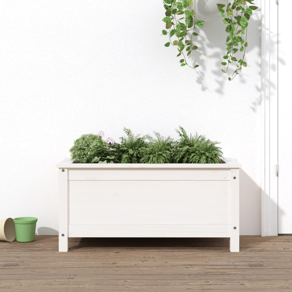 Hageplantekasse hvit 82,5x40x39 cm heltre furu