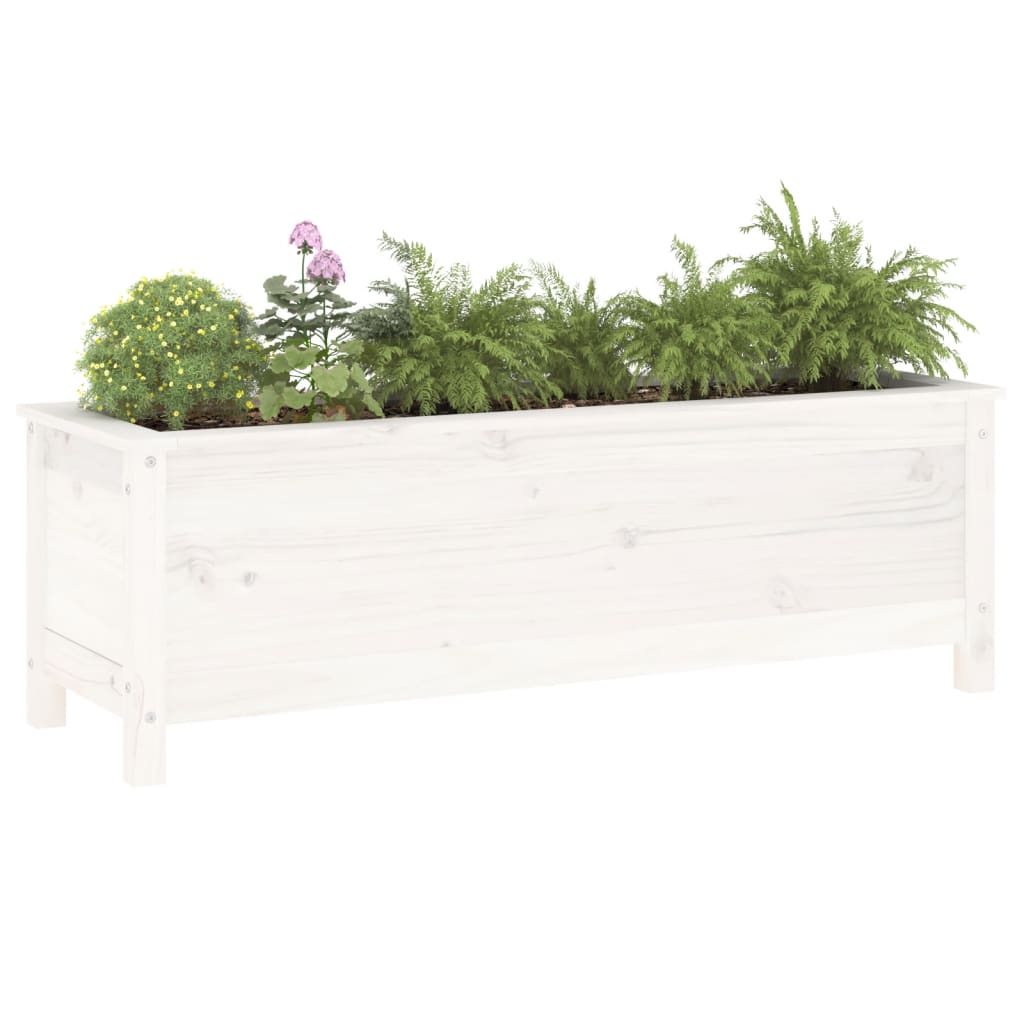 Høybed for hage hvit 119,5x40x39 cm heltre furu