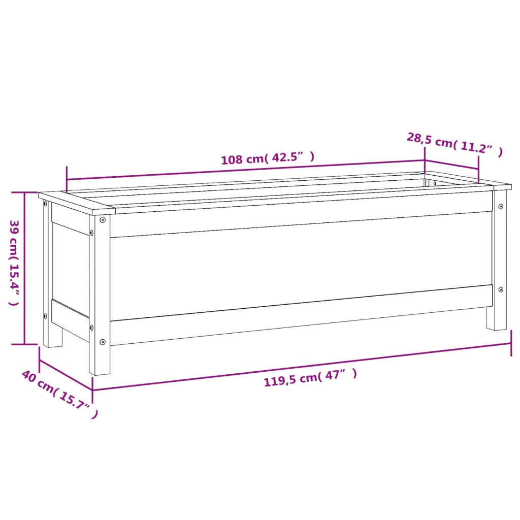 Høybed for hage honningbrun 119,5x40x39 cm heltre furu
