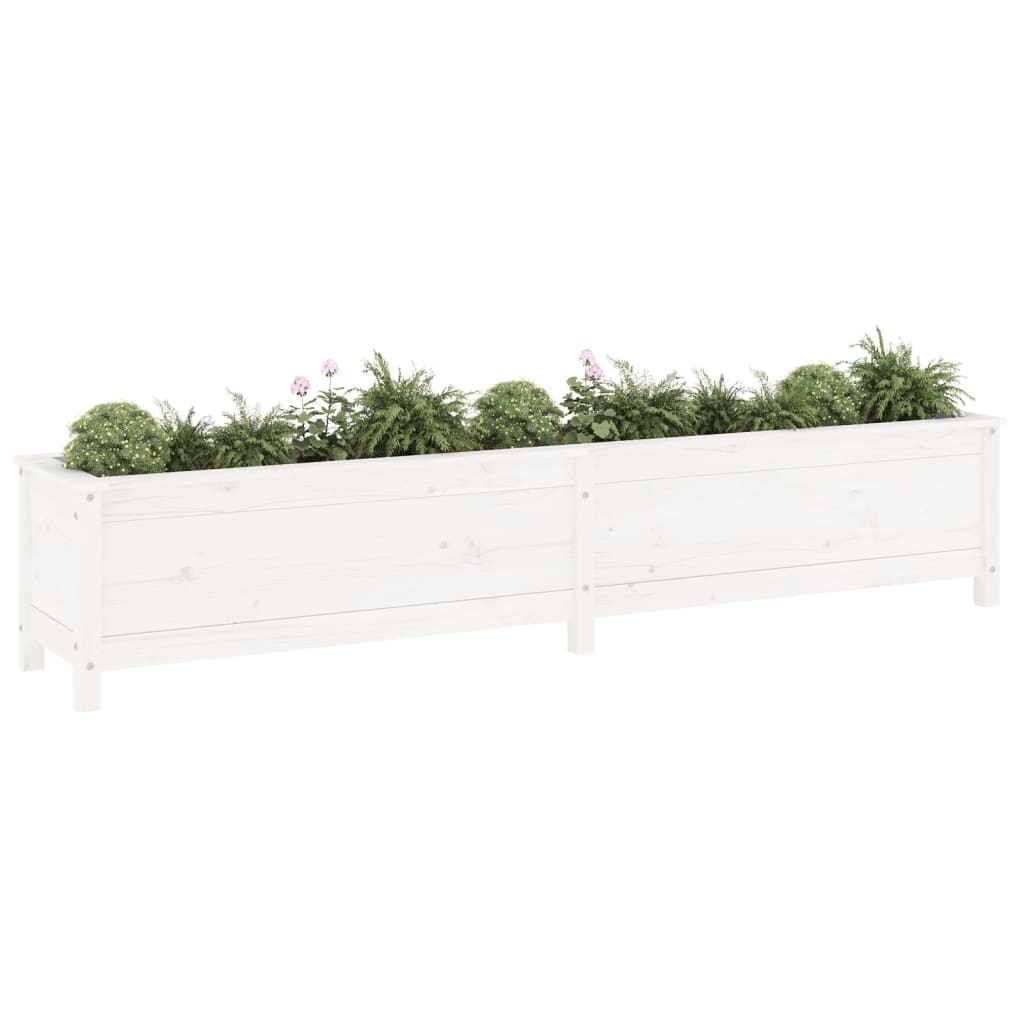 Høybed for hage hvit 199,5x40x39 cm heltre furu