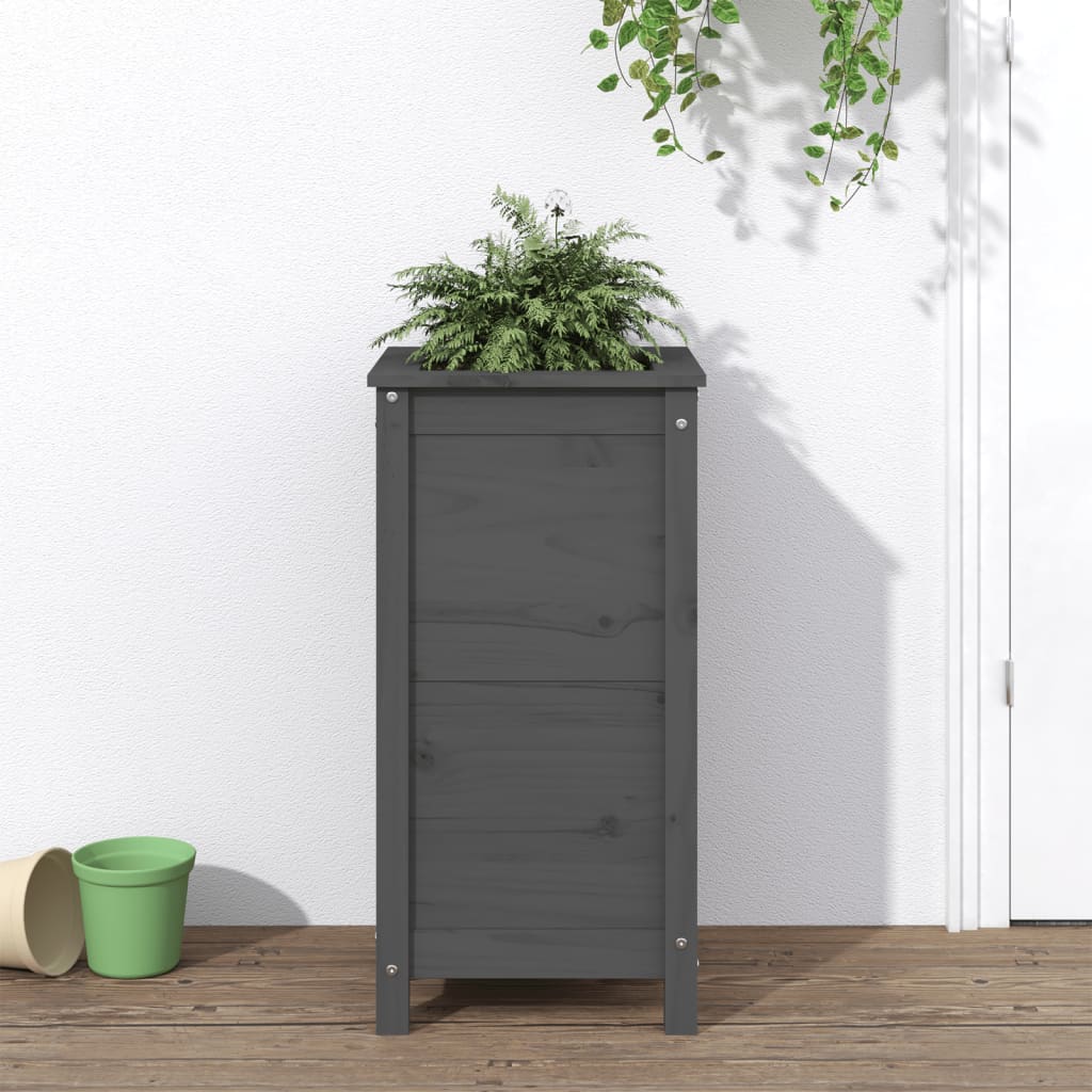 Hageplantekasse grå 40x40x78 cm heltre furu
