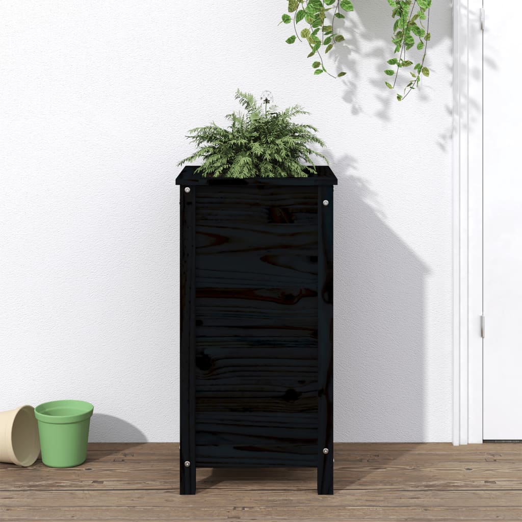 Hageplantekasse svart 40x40x78 cm heltre furu