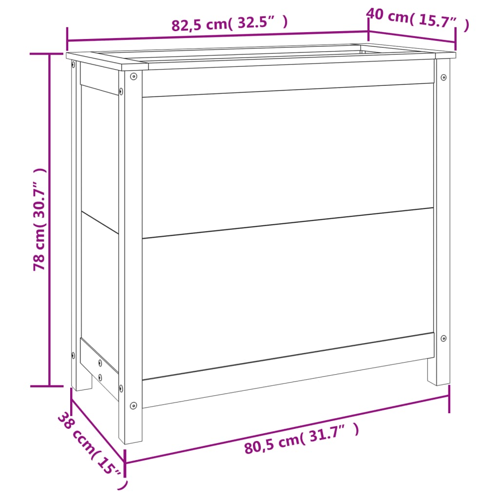 Hageplantekasse hvit 82,5x40x78 cm heltre furu