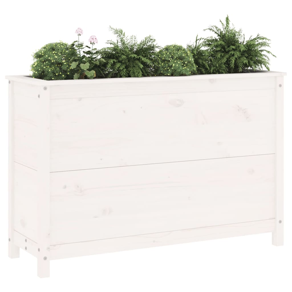 Høybed for hage hvit 119,5x40x78 cm heltre furu