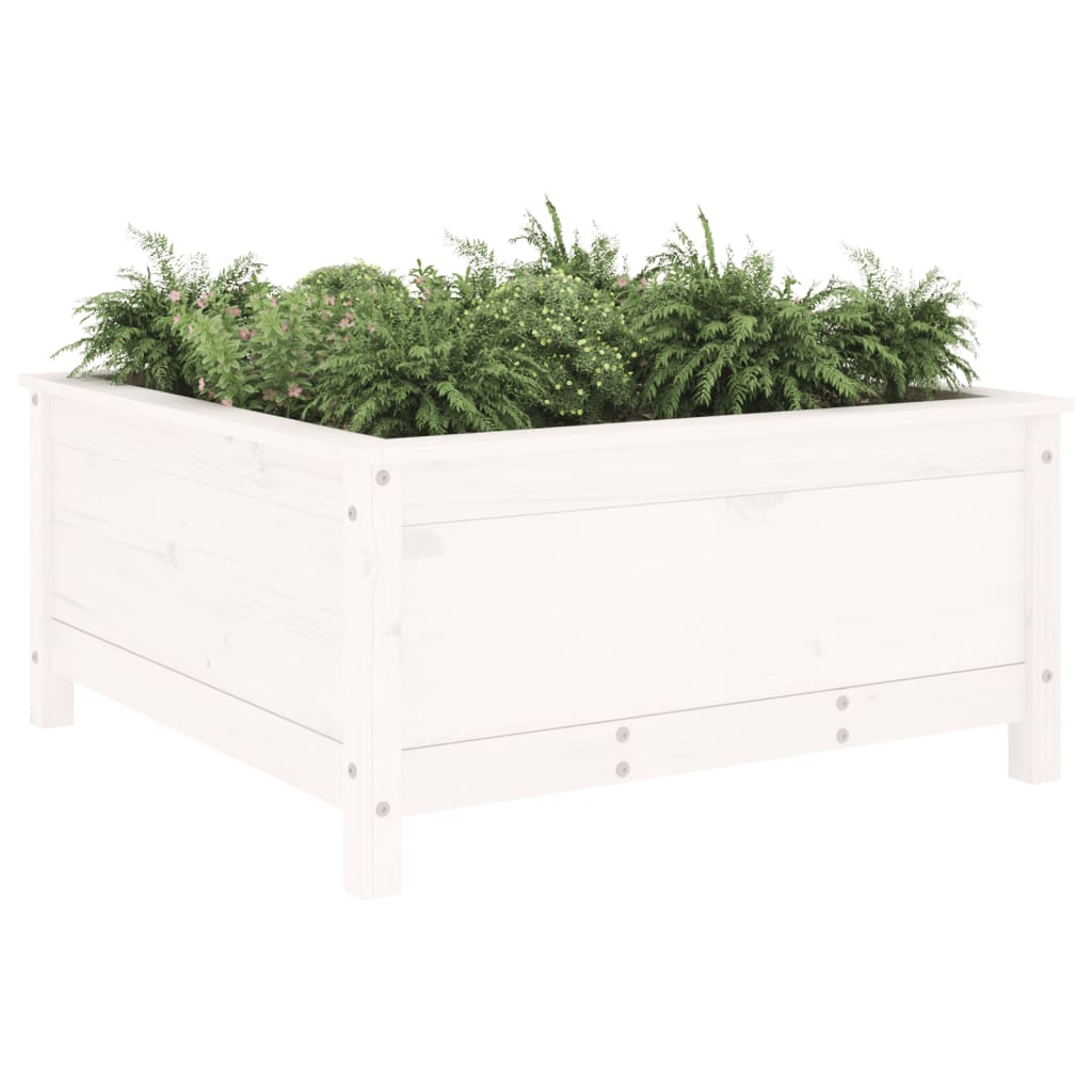 Hageplantekasse hvit 82,5x82,5x39 cm heltre furu