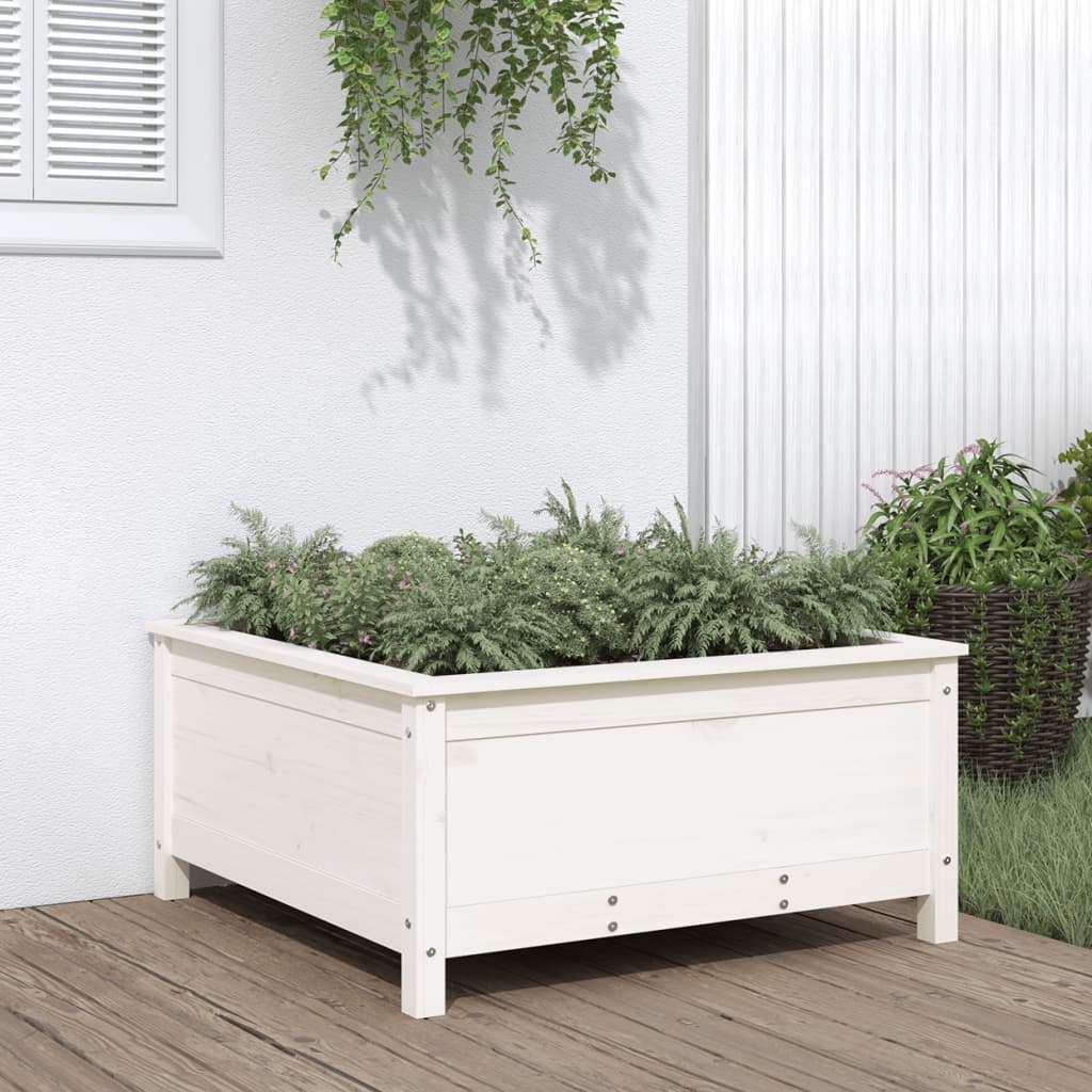 Hageplantekasse hvit 82,5x82,5x39 cm heltre furu