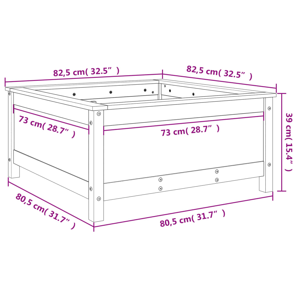 Hageplantekasse grå 82,5x82,5x39 cm heltre furu