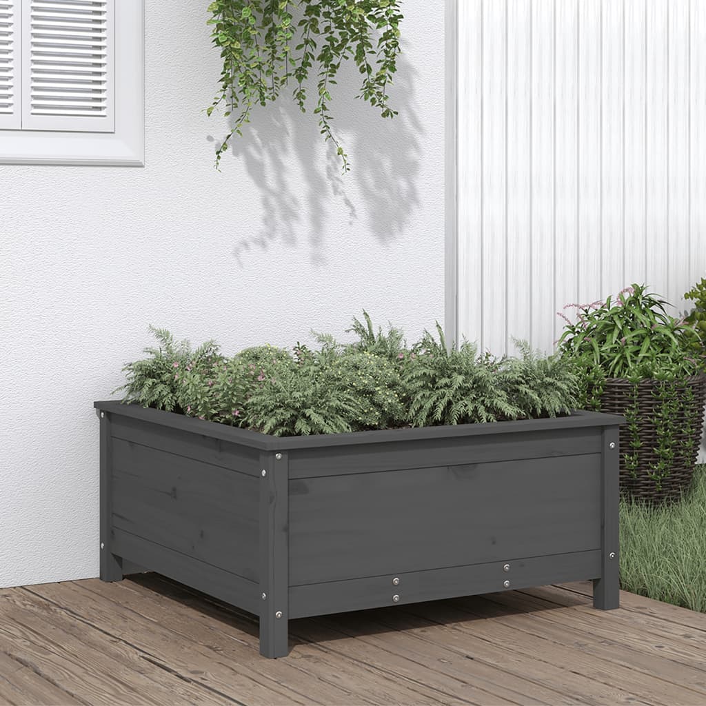 Hageplantekasse grå 82,5x82,5x39 cm heltre furu