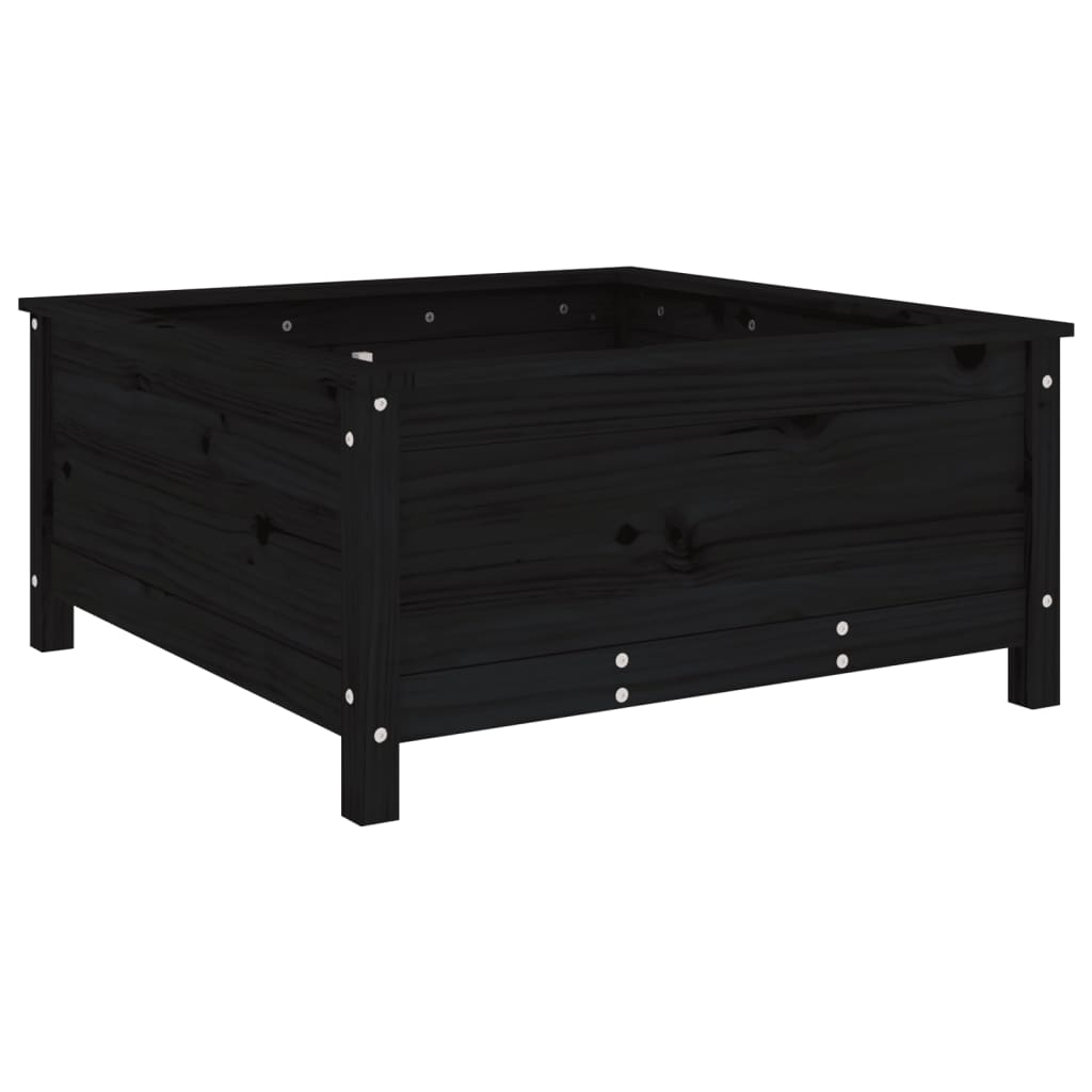 Hageplantekasse svart 82,5x82,5x39 cm heltre furu