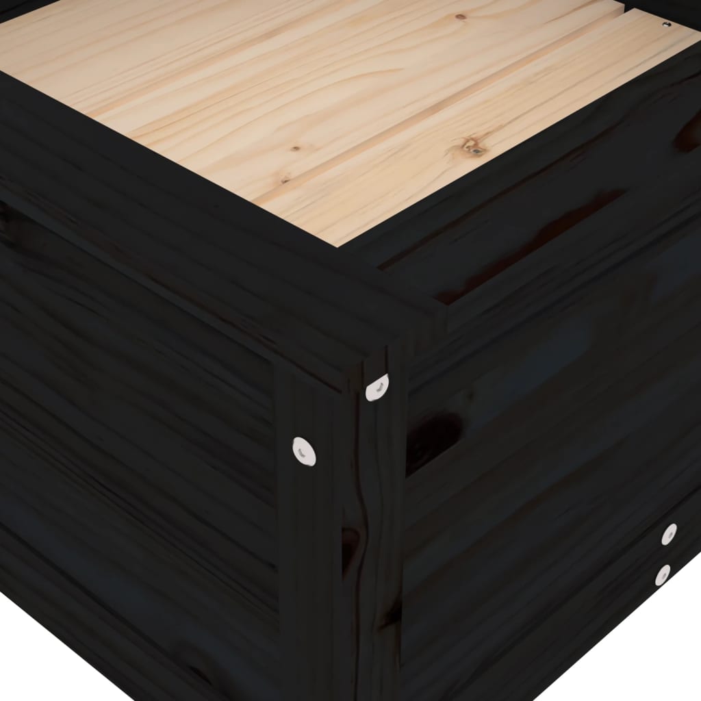 Hageplantekasse svart 82,5x82,5x39 cm heltre furu