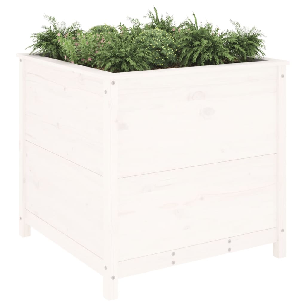 Hageplantekasse hvit 82,5x82,5x78 cm heltre furu