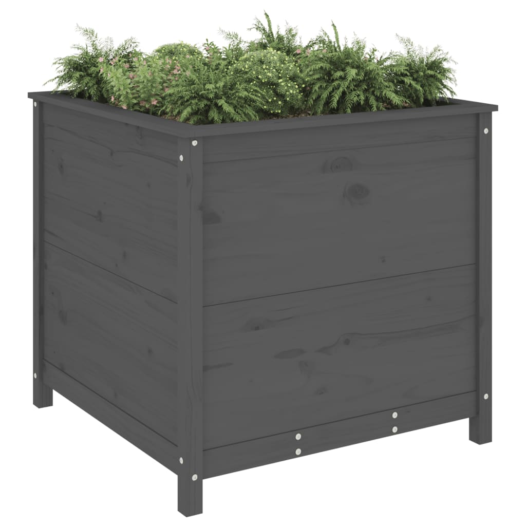 Hageplantekasse grå 82,5x82,5x78 cm heltre furu